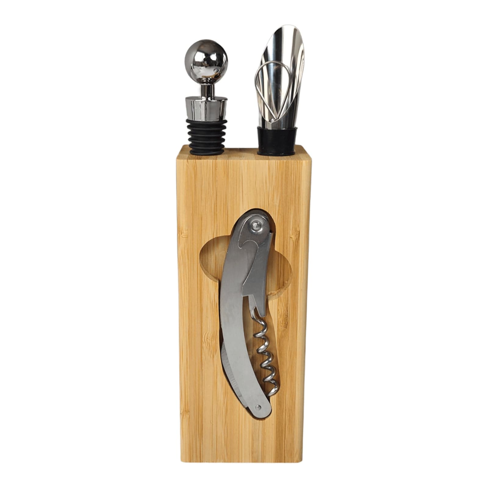 Set De Vino Madera Cuatro Piezas