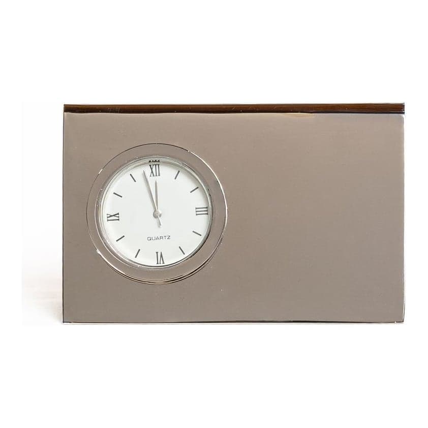 Reloj Escritorio Metálico Porta Tarjetas