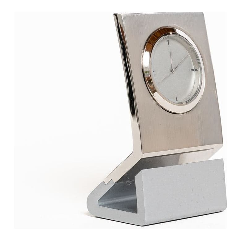 Reloj De Escritorio Metálico Acero Cepillado